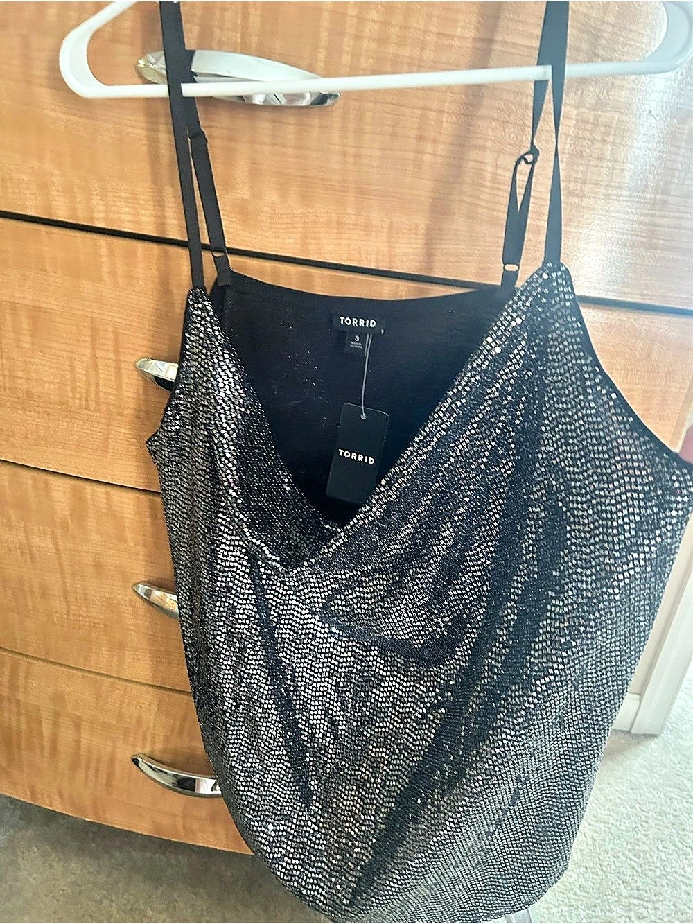 Torrid Sequin Cowl Cami Black Tank Top Size 3X